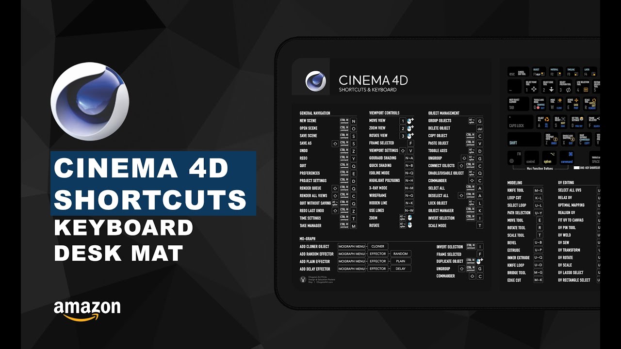 Cinema 4D Keyboard Shortcut Desk Mat 🚀 A Must-Have for Motion Designers & 3D Artists!