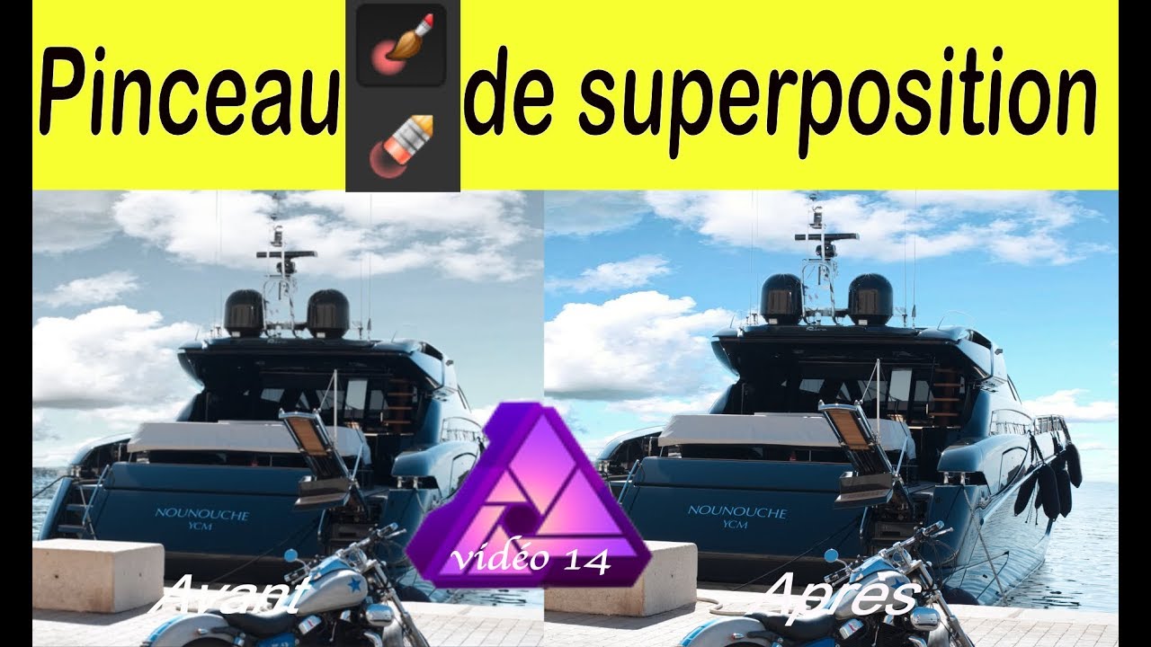 vidéo 14 tuto français Affinity photo : pinceau de superposition
