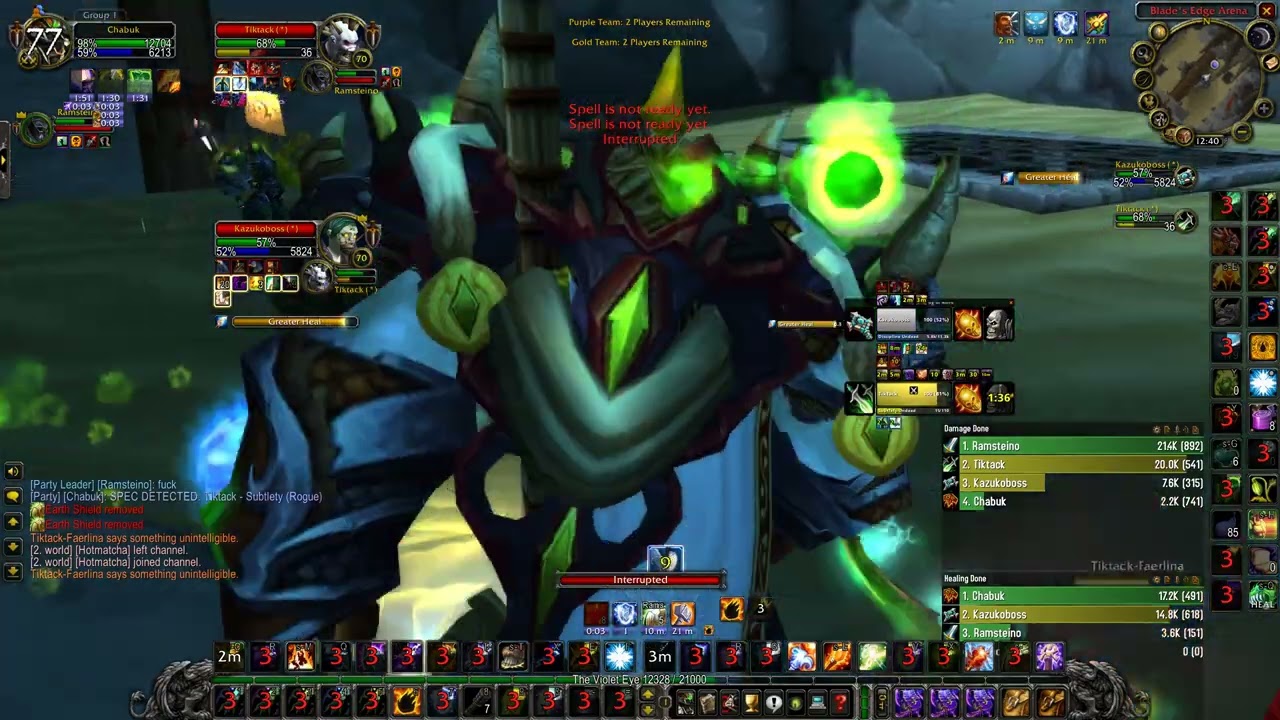 TBC  Arena - 2457 Rating Disc Priest Rogue vs Shaman Warrior - S4