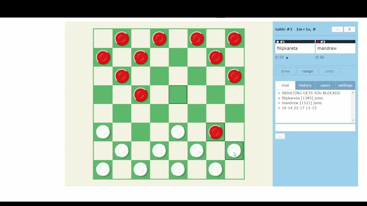 Damvidea 76 Online turnaj v anglické dámě (checkers)
