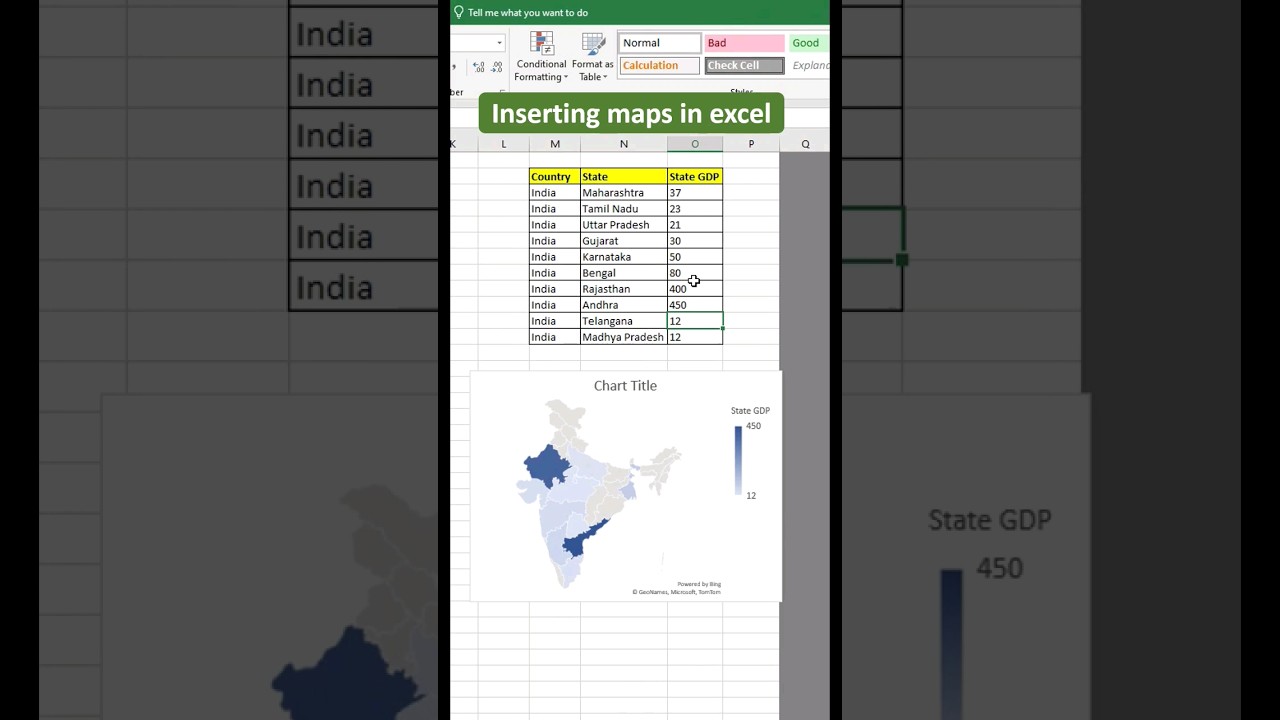inserting maps in excel #shorts #cooftingdom #exceltricks