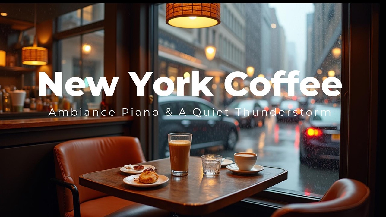New York Coffee Shop — Thunderstorm & Soft Piano (30 Minutes)