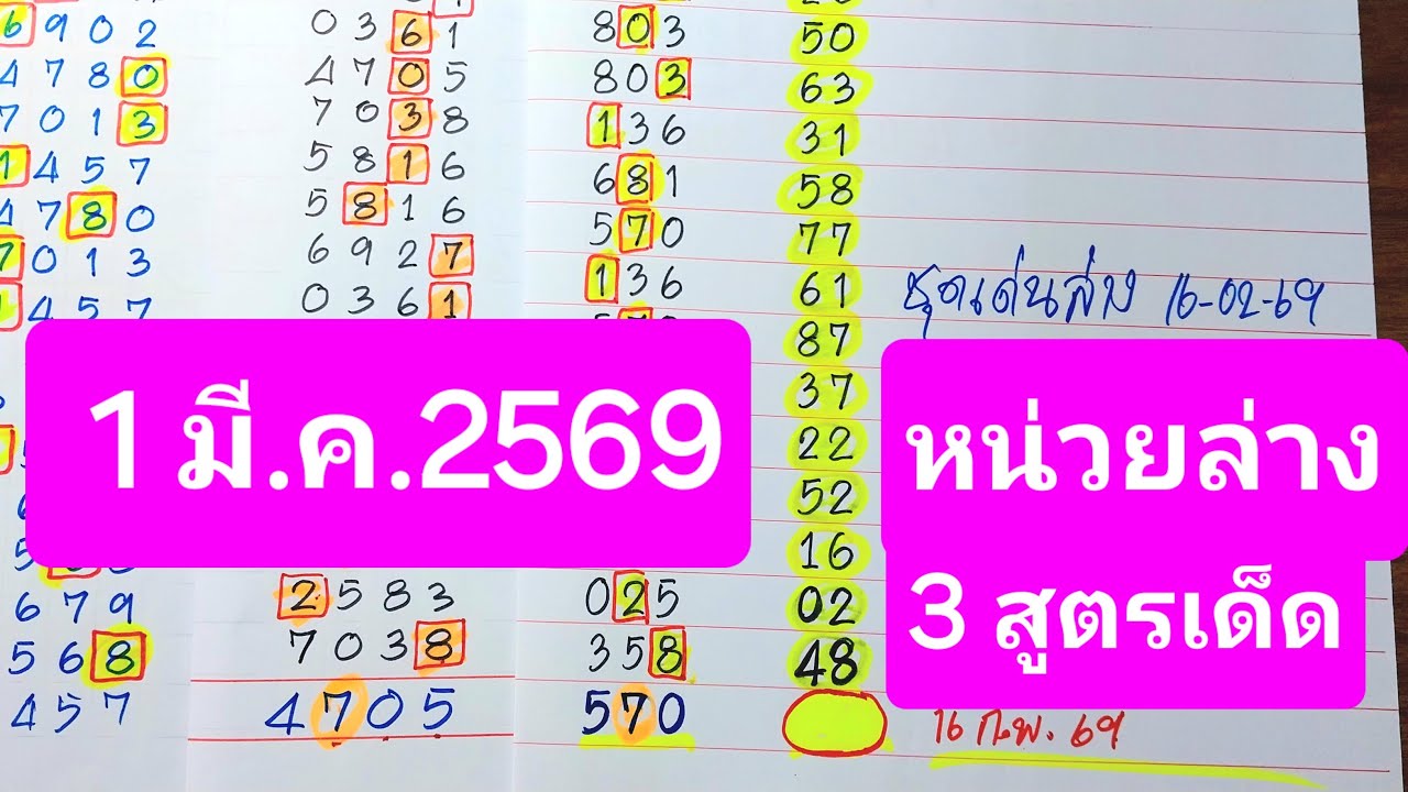 หน่วยล่าง 3สูตรเด็ด งวด 1มี.ค.69 ตามต่อ