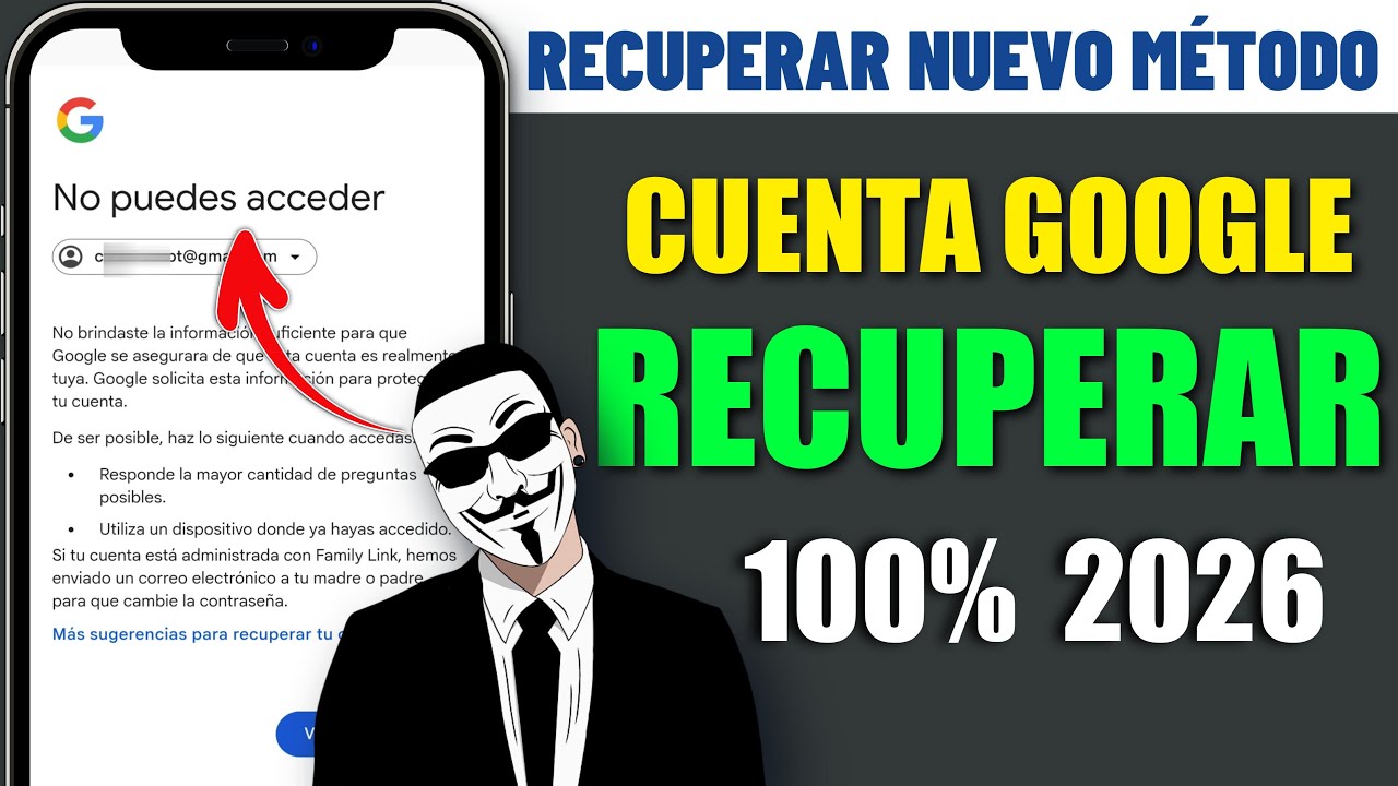 ✅Cómo recuperar mi cuenta de Google/Gmail 2026 ❌Sin contraseña, sin número de teléfono y sin correo