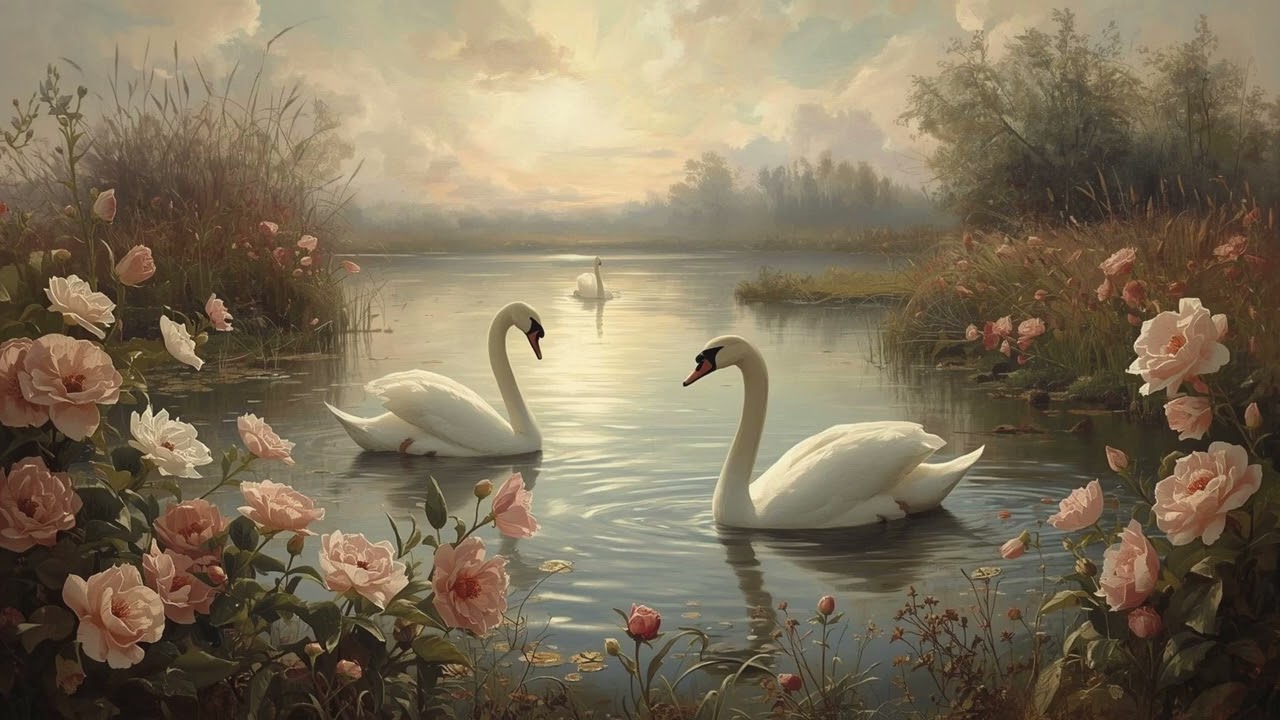 Swan Lake 4K Screen Saver | Ethereal Morning Glow | Dreamy Valentine’s Day Frame TV Art