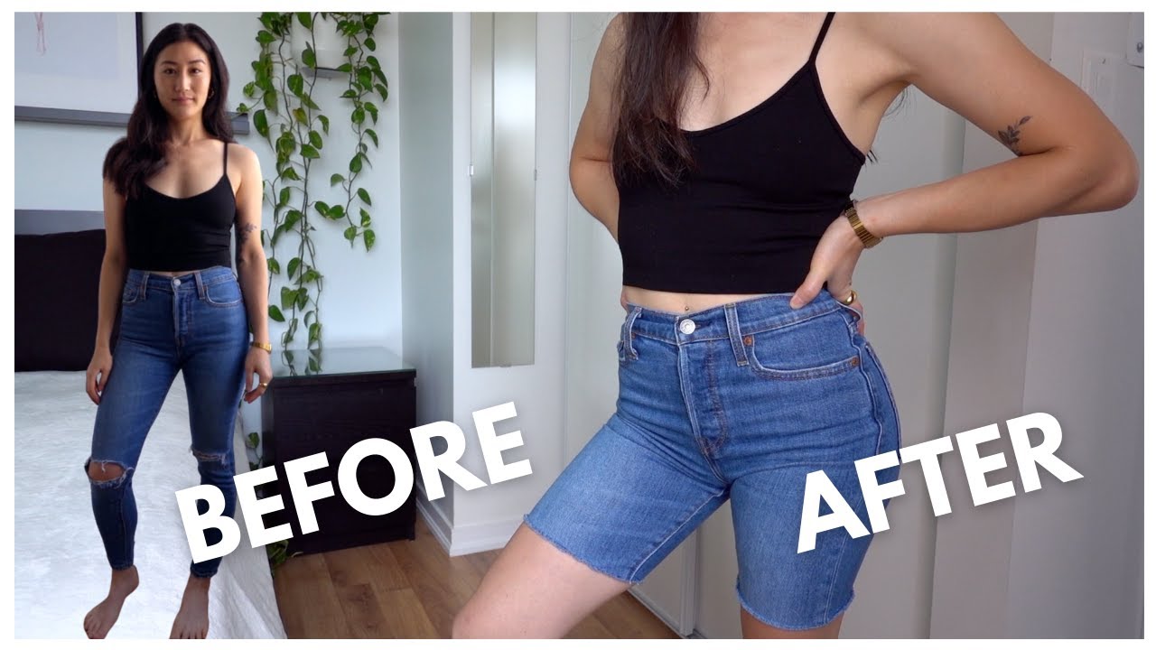 HOW TO CUT JEANS INTO SHORTS ✂️👖