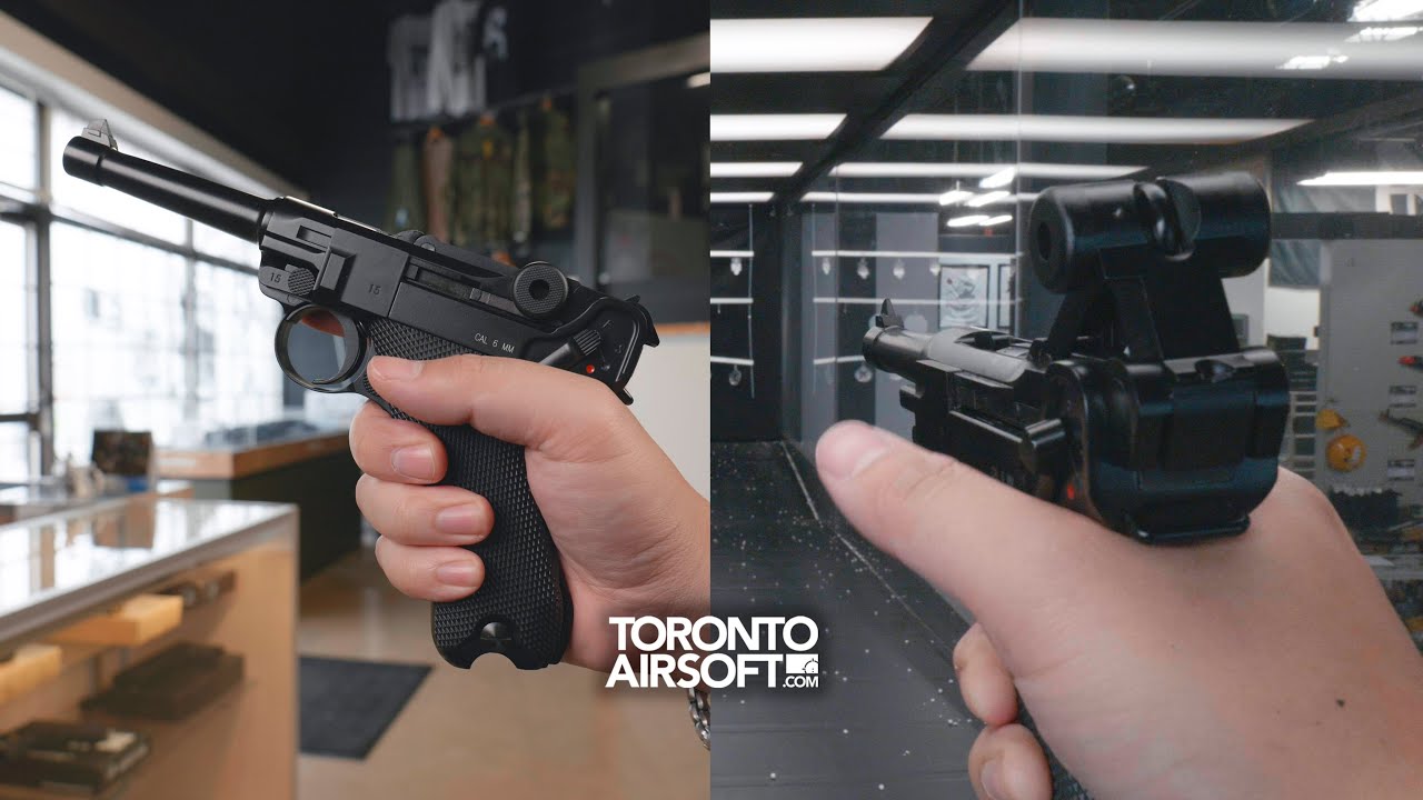 Very unique CO2 blowback experience on the range. KWC P08 Luger