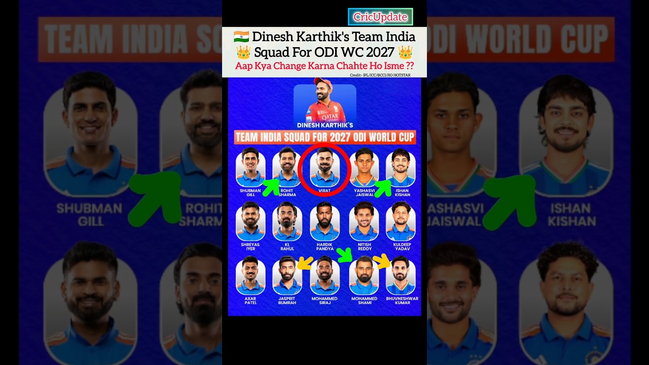 🇮🇳 Dinesh Karthik's Best India Squad For ODI WC 2027 👑 #dineshkarthik #odiworldcup2027 #cricket