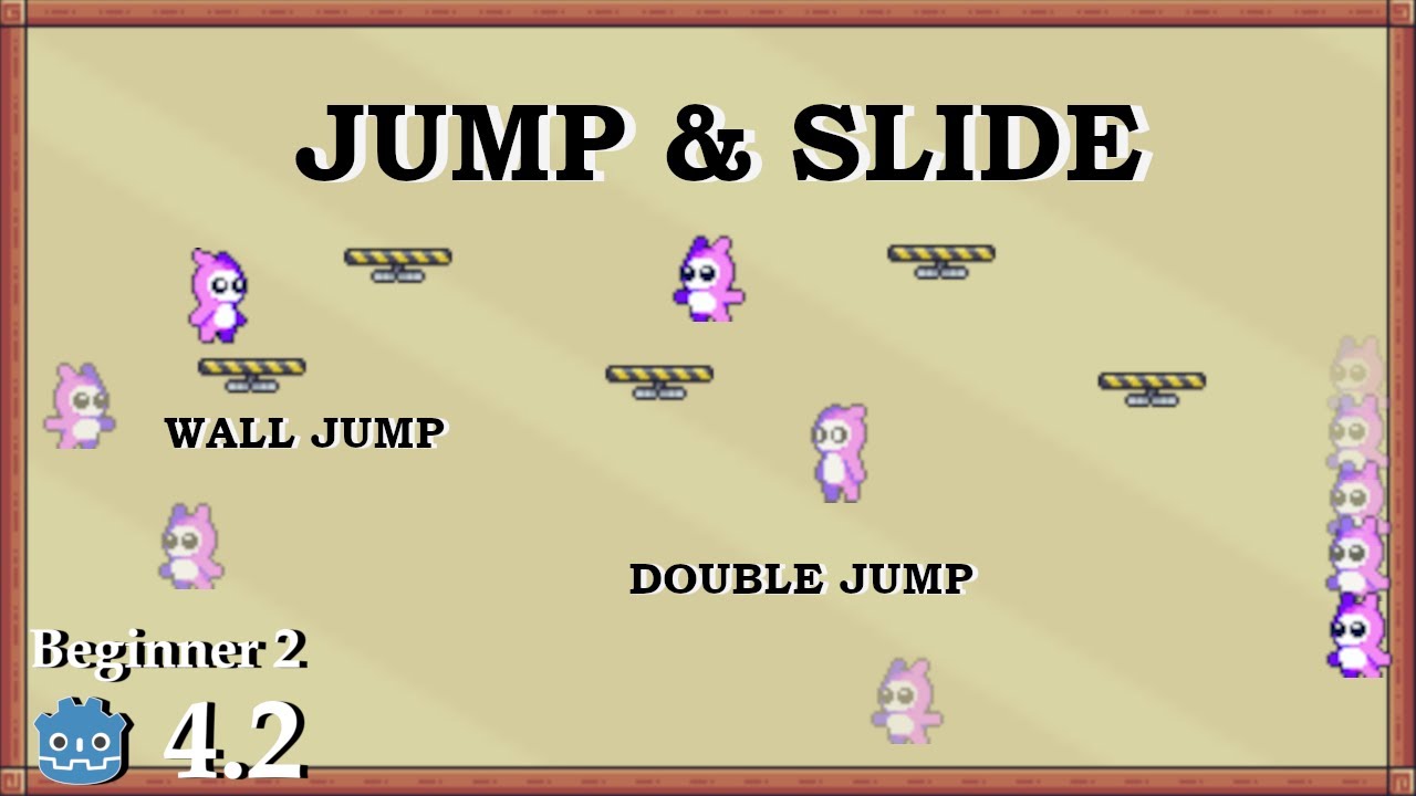 Wall slide + double and wall jump in 4 minutes - Learn Godot 4 - no talking
