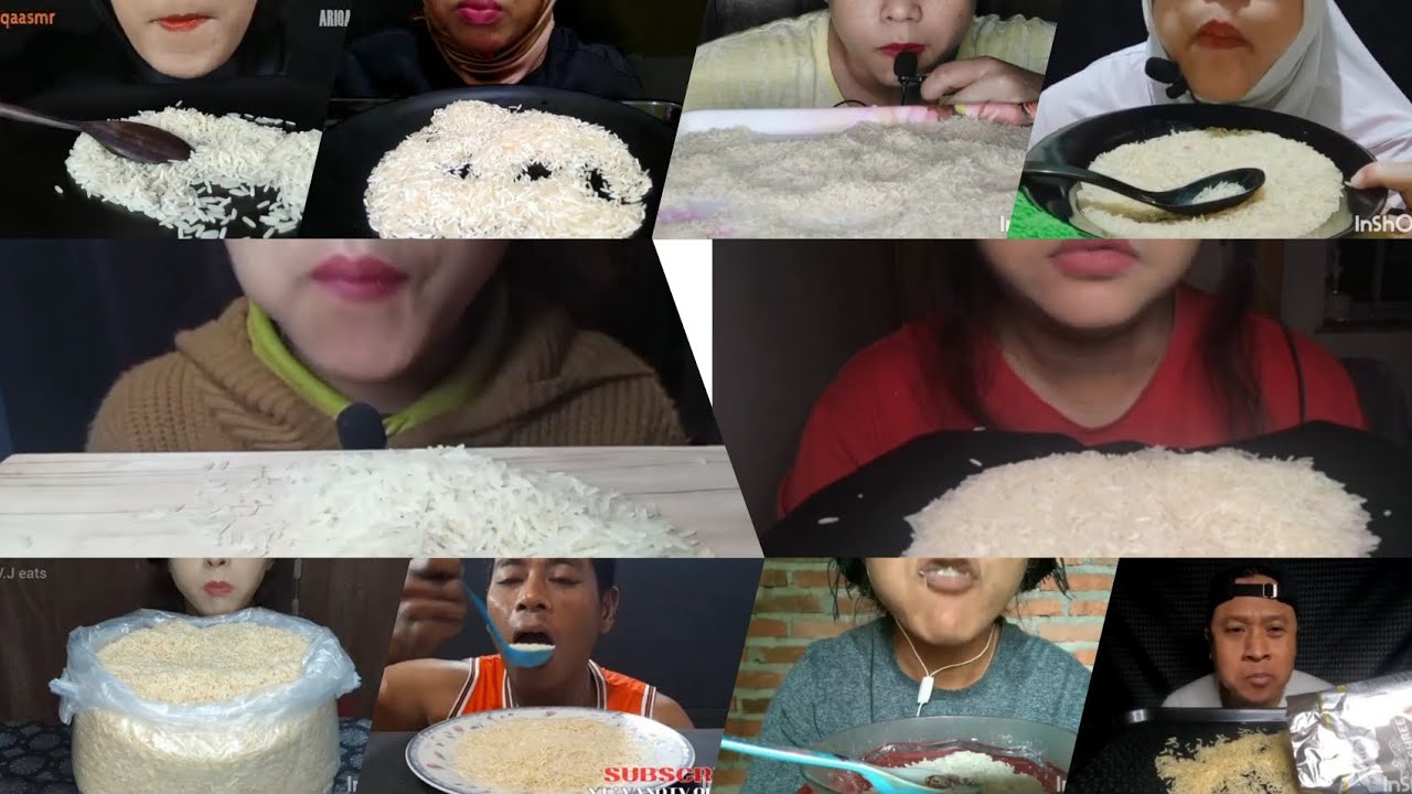 ASMR RAW RICE EATING || BASMATI EATING compilation 