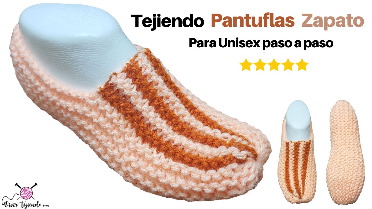 🌈 Pantuflas Zapatos a Dos Agujas Palitos - Diseño Clásico ✔ Vivirtejiendo