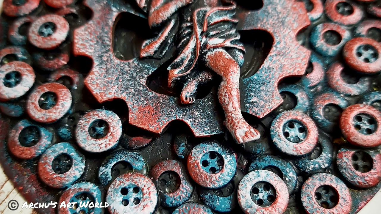 Mixed media altered CD using Buttons || Recycled CD || Trash to Treasure || Archu's Art World