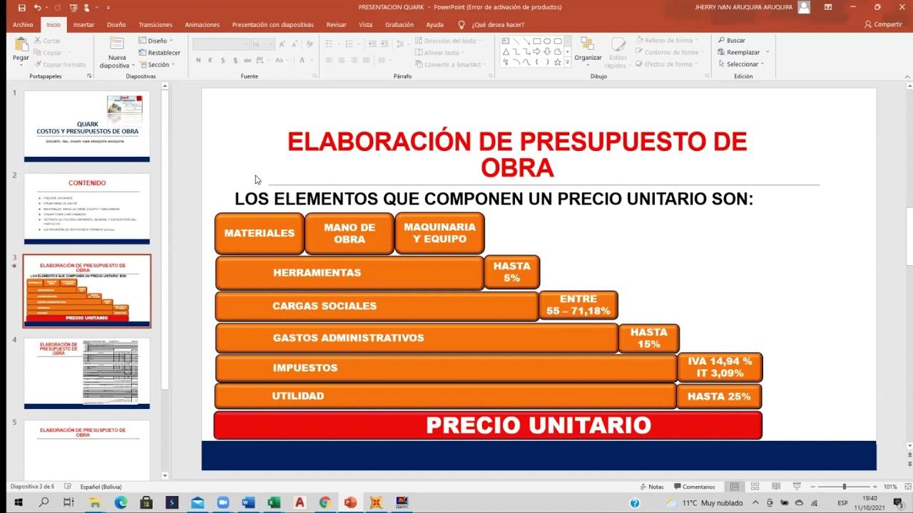CLASE 1/4 | COSTOS Y PRESUPUESTO DE OBRA CON QUARK