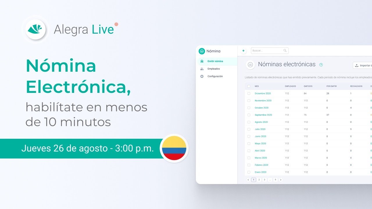 Alegra Live - Nómina Electrónica, ¡Habilítate en menos de 10 minutos!