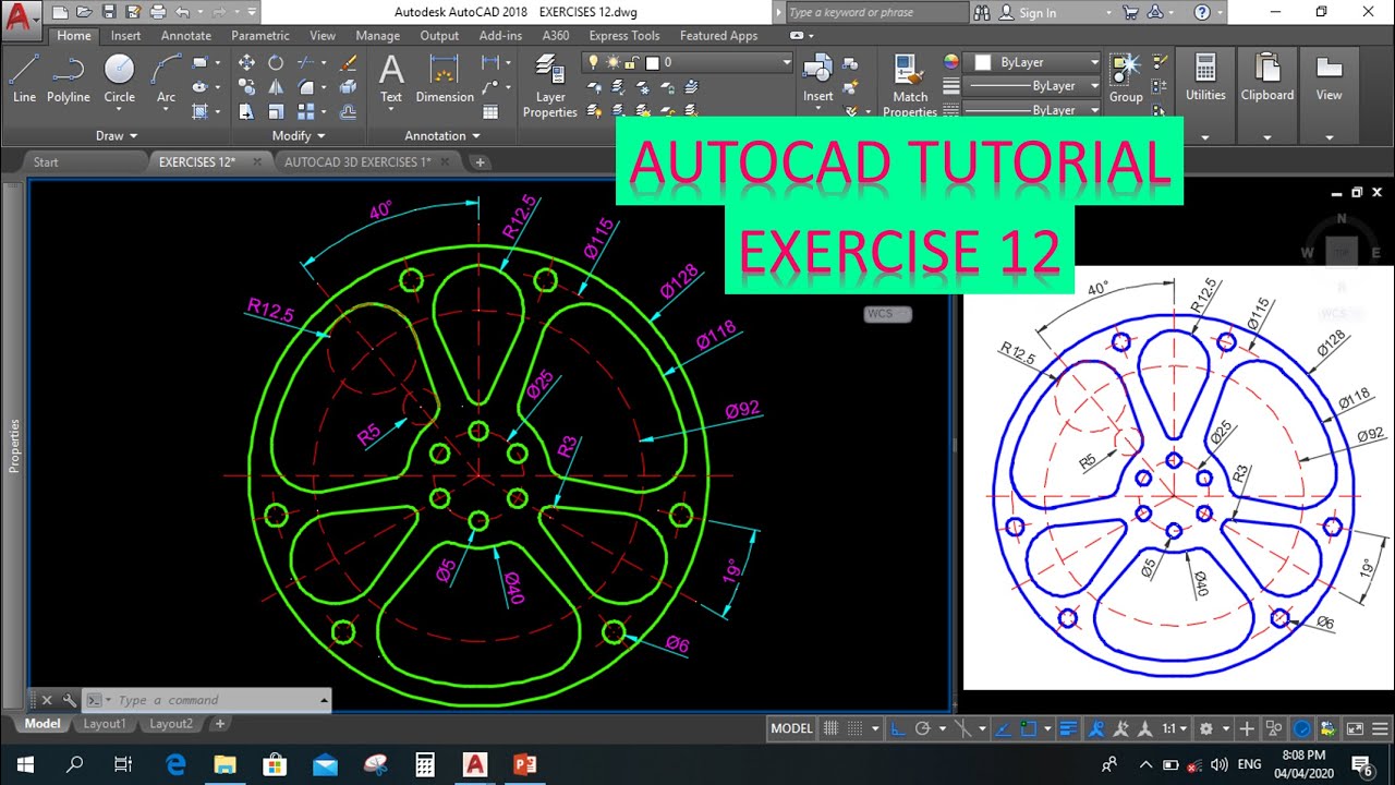 AUTOCAD 2D УПРАЖНЕНИЕ 12