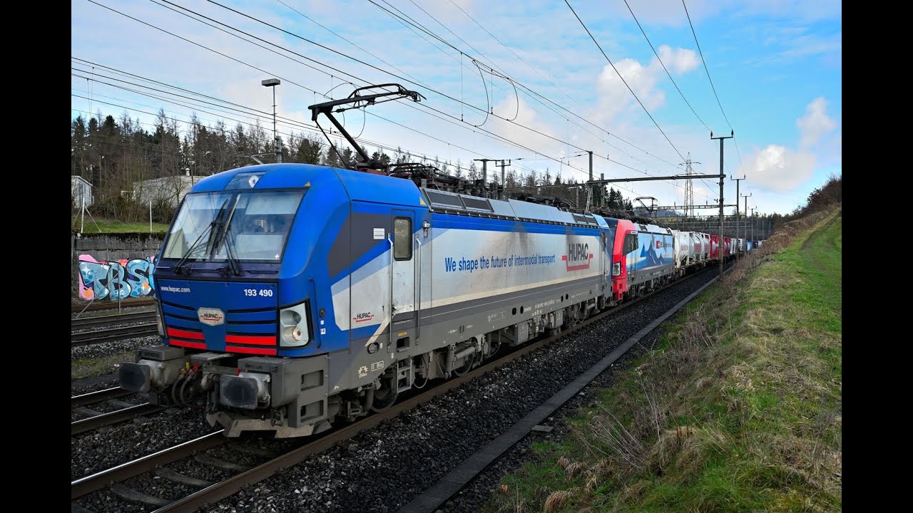 Bahnverkehr Othmarsingen Februar: SBB Re420, Re620, Re460, Flirt und Kiss Hupac Vectron, DB 185,