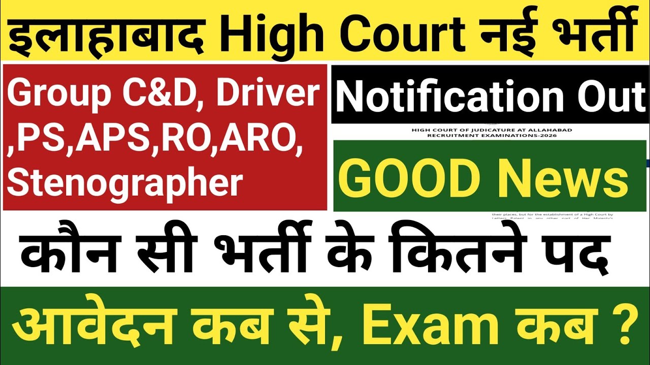 इलाहाबाद High Court नई भर्ती 2026 || Notification Out || आवेदन कब से, पद,Qualiftication, तैयारी ?