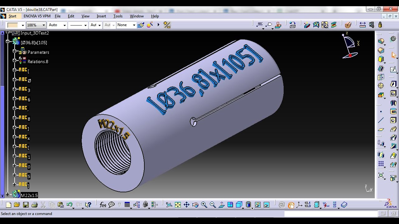 CATIA Application to generate Parametric and Curved 3D Text (video3)