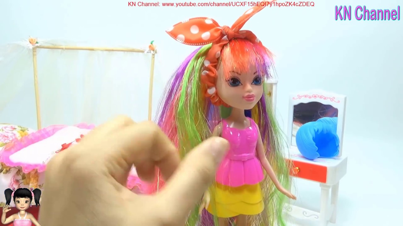 Đồ chơi trẻ em LÀM TÓC 7 SẮC CẦU VỒNG CHO BÚP BÊ KN Channel | DIY COLOR HAIR