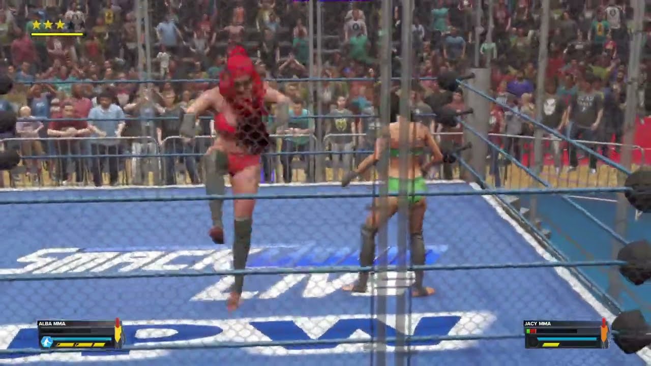 WWE 2K23_2026 Alba vs Jacy 2 out 3 wins steel cage match