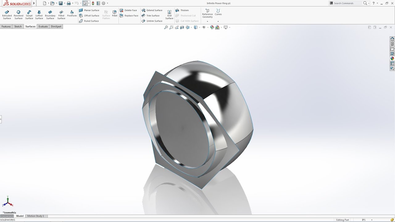 SOLIDWORKS Infinite Power Surfacing Ring - Part 1