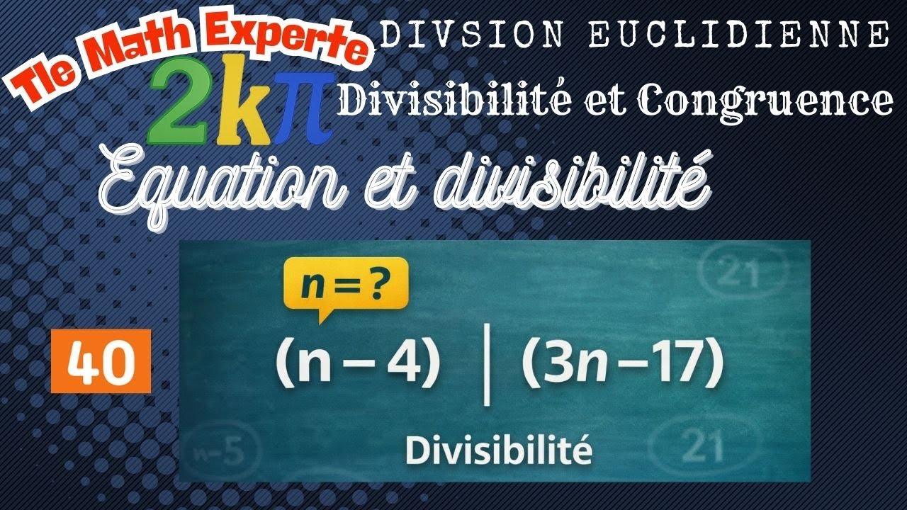 40p92 Trouver tous les entiers 𝑛 tels que 𝑛−4 divise 3𝑛−17