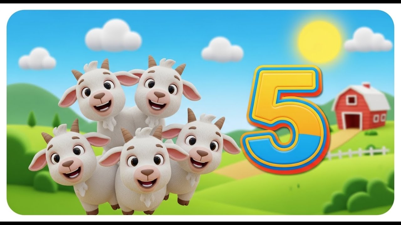 Five Little Goats 🐐 | Fun Counting Nursery Rhyme for Kids | 3D Animation