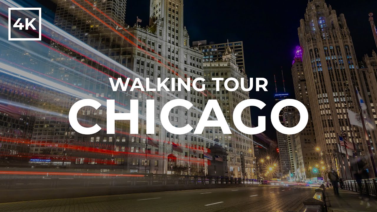 Chicago Downtown Walking Tour | Night Walk [4K]