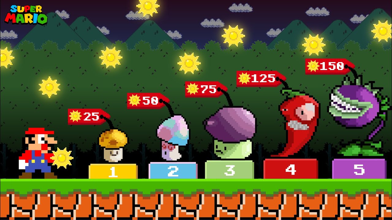 Super Mario Bros. but Mario Can Buy All Plants in Plants vs. Zombies (Part 2)