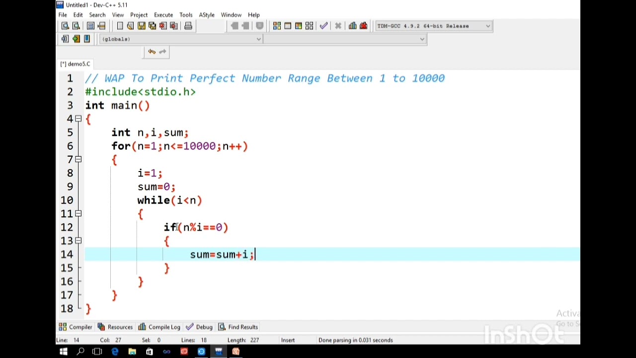Print Perfect Number Range Between 1 to 10000 Using C Programming #shorts #shortvideo