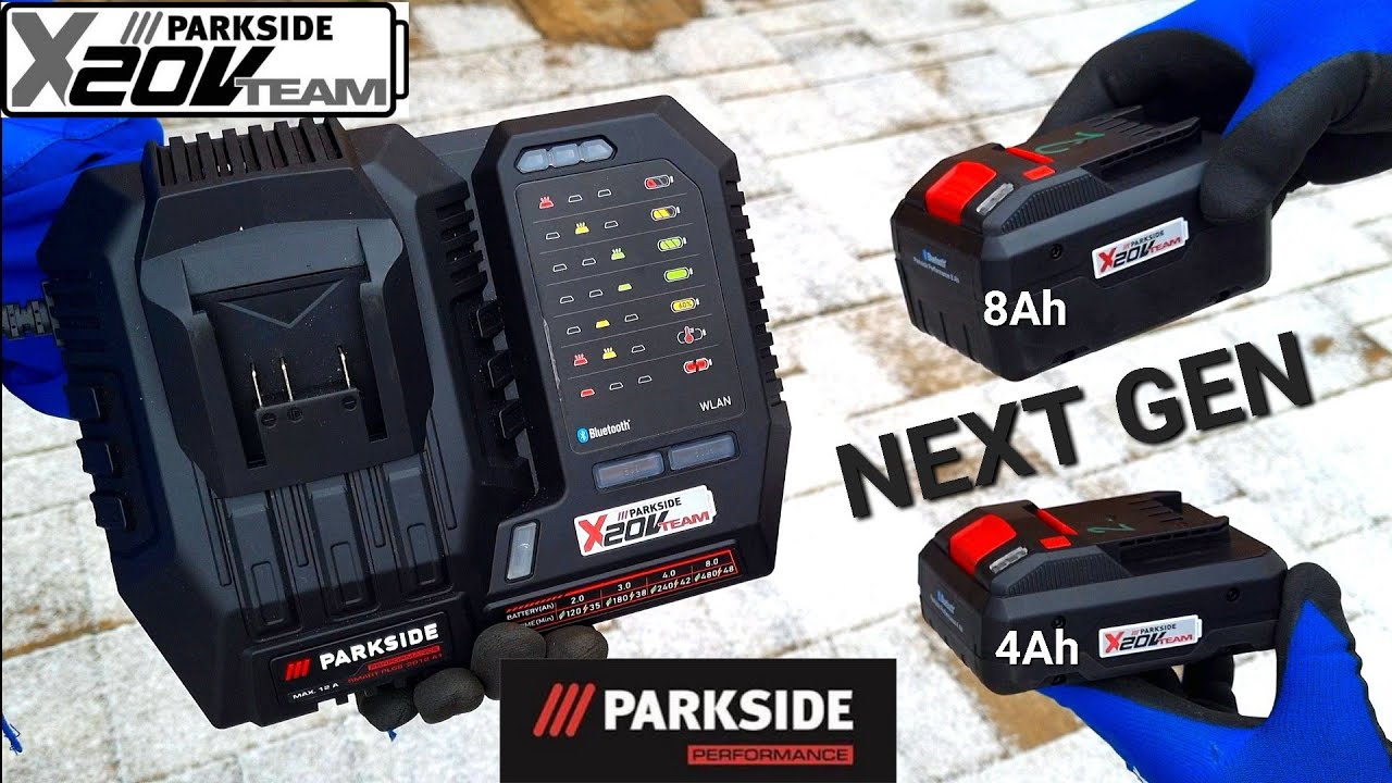 Parkside Performance нового поколения. Аккумуляторы 4Ач и 8Ач PAPS208A1 зарядное устройство 12A PLGS