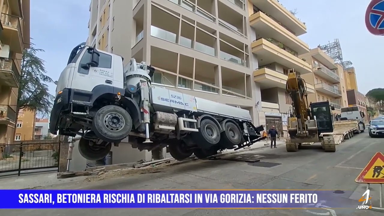 Sassari, betoniera rischia di ribaltarsi in via Gorizia: nessun ferito