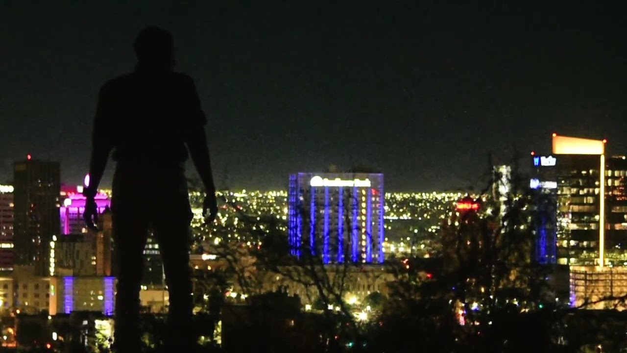 EL PASO, TEXAS NIGHT VIEW OF DOWNTOWN. 