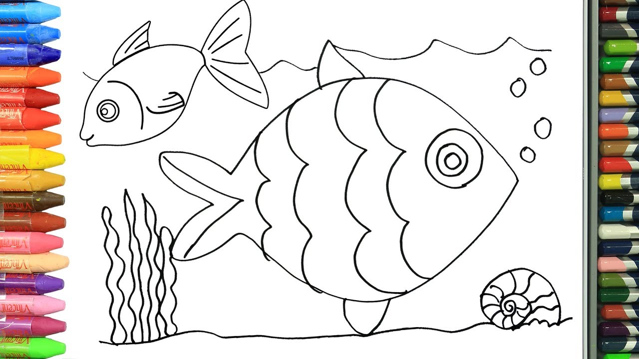 Wie zeichnet man Bunter Fisch | Zeichnen und Ausmalen f&uuml;r Kinder.