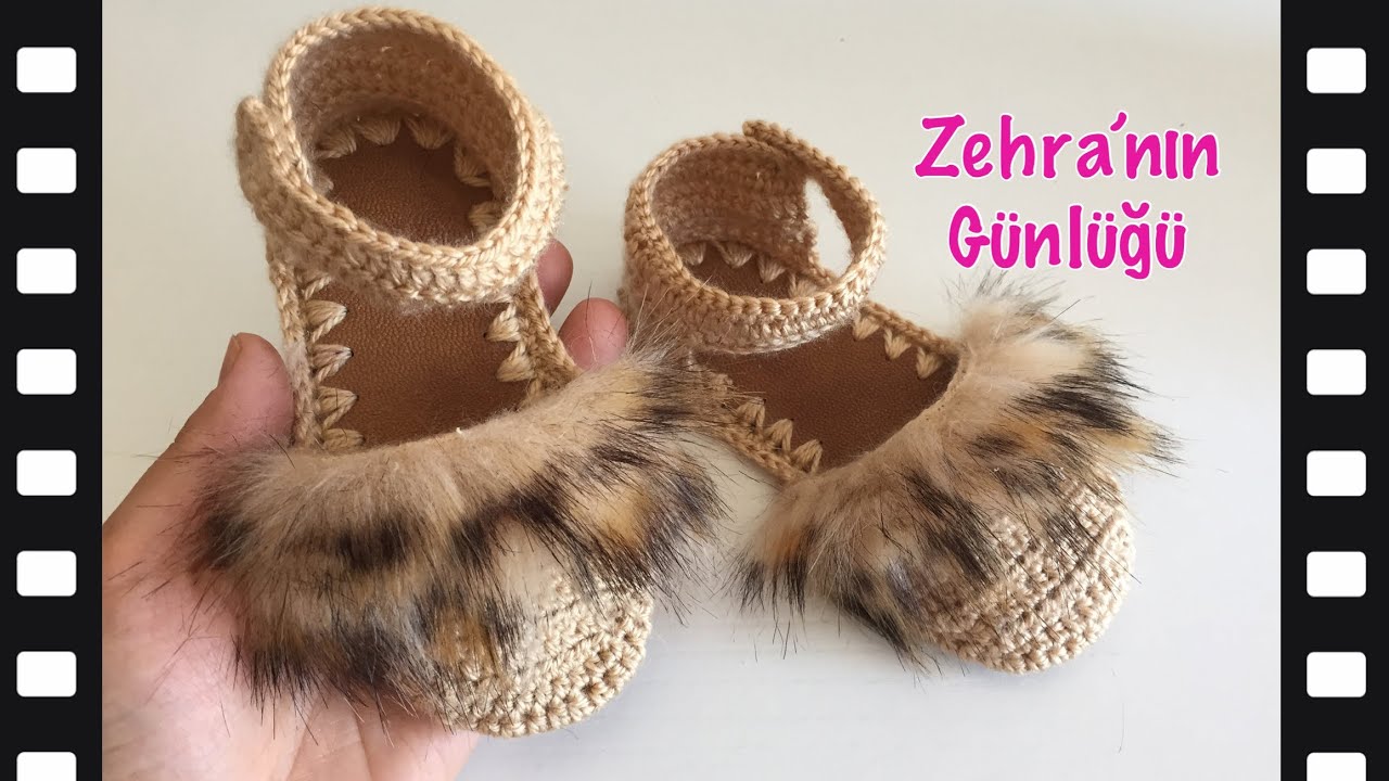 Süslü bebek patiği yapımı - Hazır Tabanlı Kolay bebek patiği yapımı - Kokoş patik