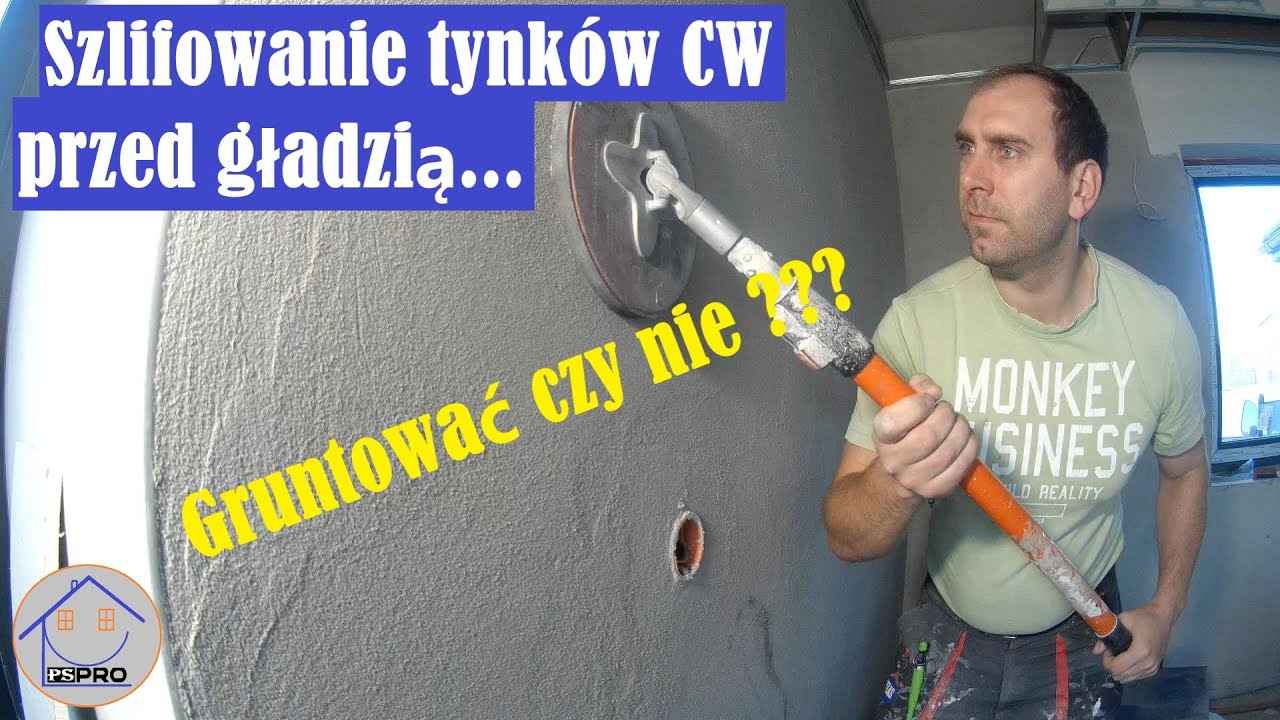 Przygotowanie tynków cementowych pod gładź, szlifowanie tynków ręcznie. ręczna szlifierka do gipsu.