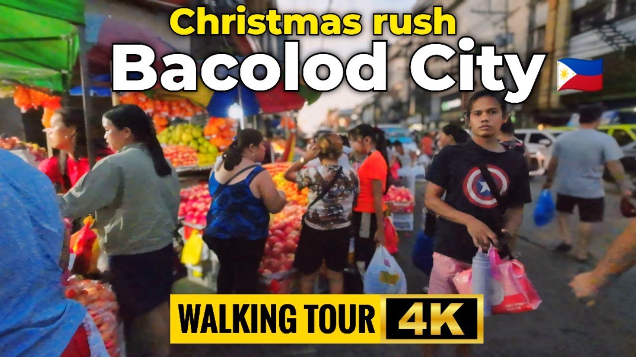 A day before Christmas in BACOLOD CITY Downtown and SM Mall PHILIPPINES 🇵🇭 walking tour in 4K