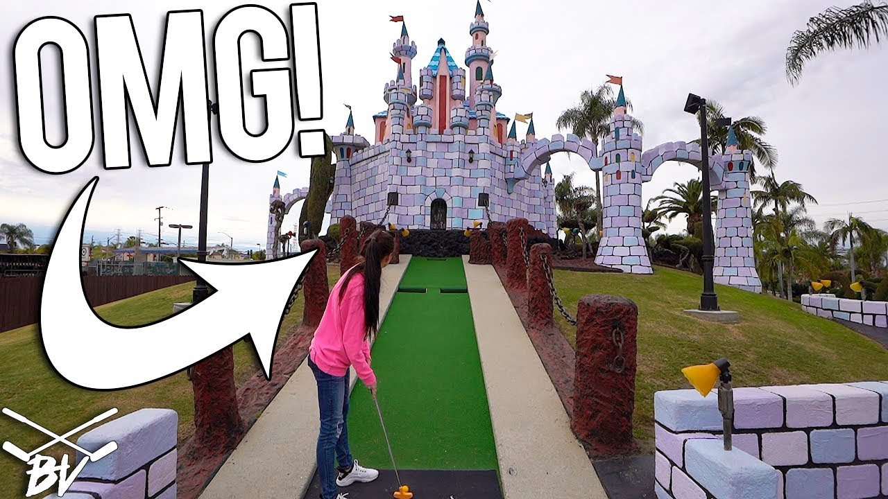 BACK TO BACK MINI GOLF HOLE IN ONE AND CONQUERING A MINI GOLF CASTLE!