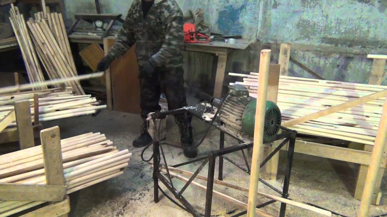 Изготовление черенков для лопат и метел  manufacture of cuttings for shovels and brooms