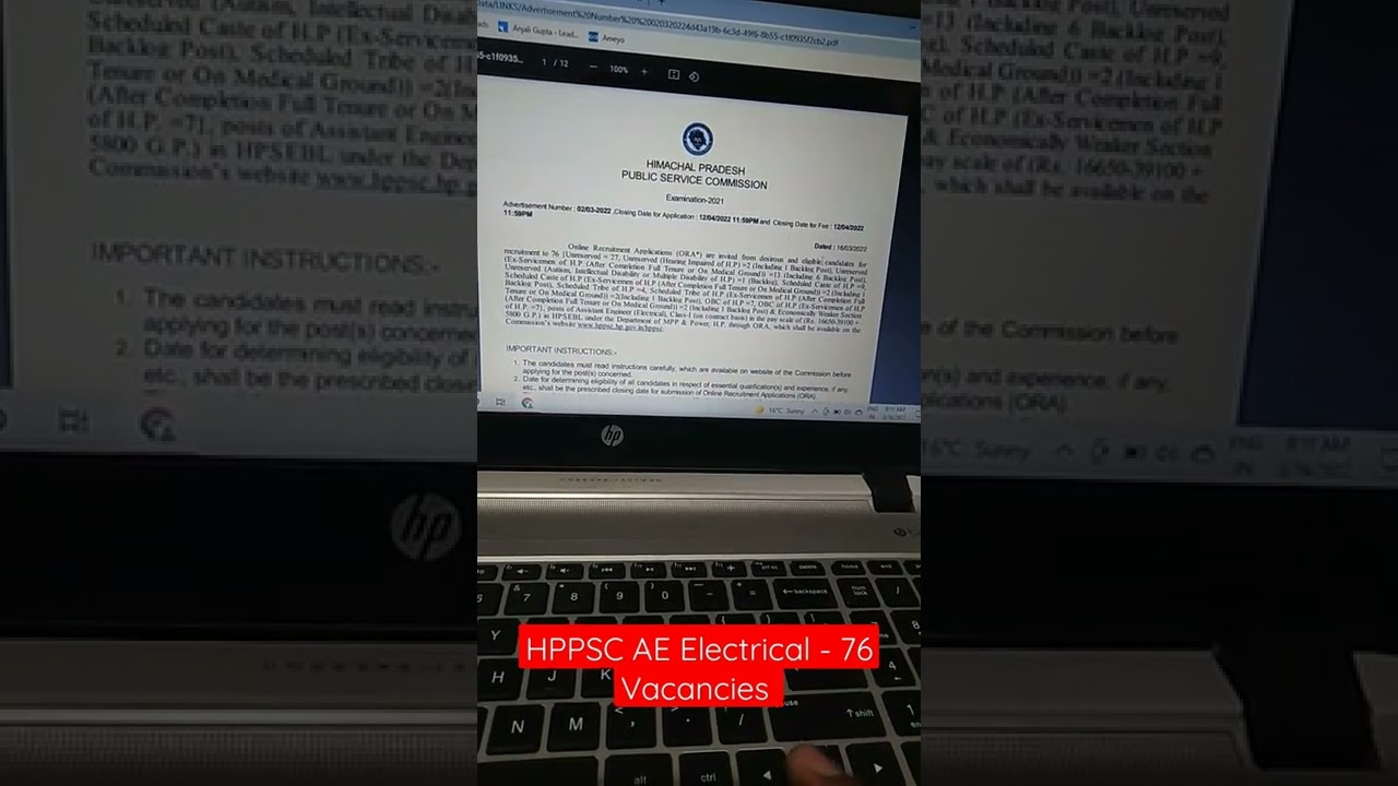 HPPSC AE ELECTRICAL REQUIREMENT 2022 OUT . #hppsc #shimla #AEelectrical #electricalengineer