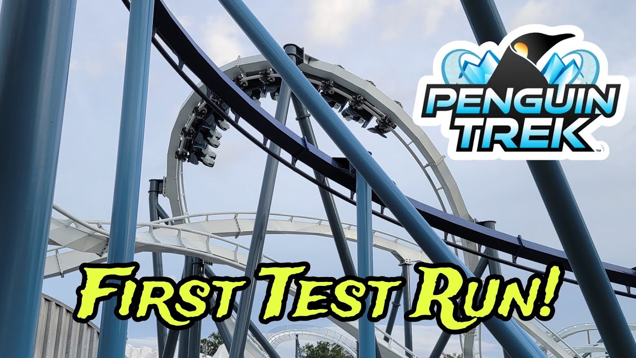 First Look:  SeaWorld Orlando Penguin Trek's First Test Run Construction Update 4.27.24
