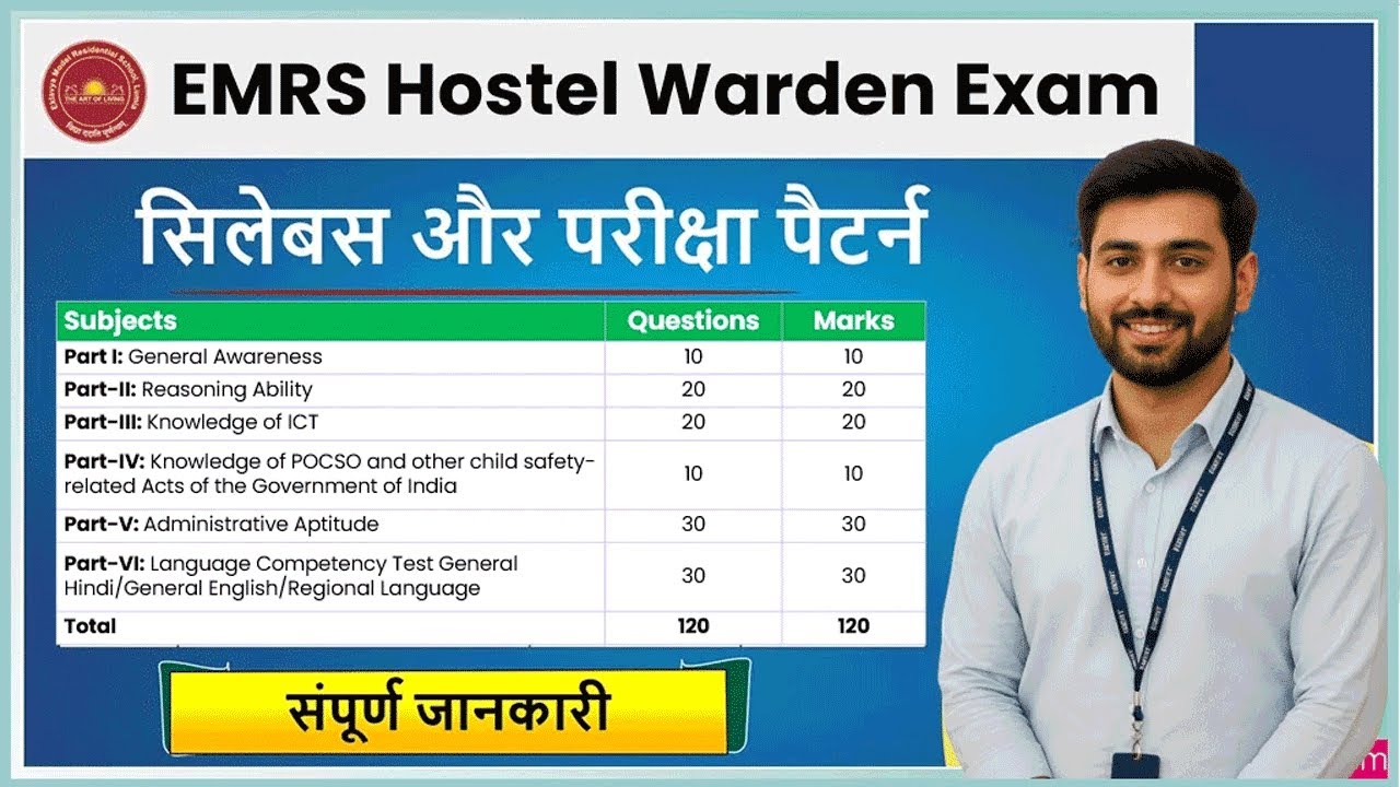 EMRS Hostel Warden Syllabus 2026| EMRS Hostel Warden Syllabus 2026 in Hindi