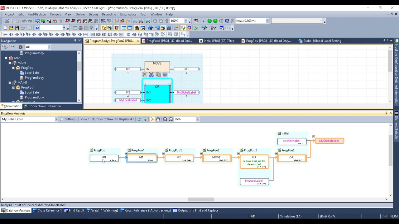 GX Works3   Data Flow Analysis Function Walkthrough