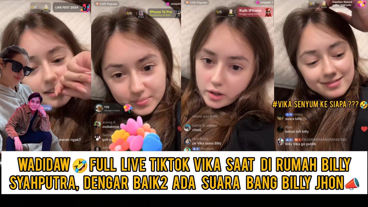 Wadidaw🤣Full live tiktok Vika di rumah Billy syahputra, ada suara bang bill, vika senyum ke siapa 😂