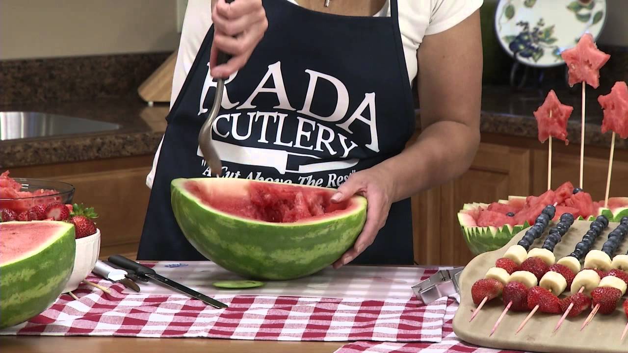 How to make a Watermelon Fruit Bowl and Firecracker Stars | RadaCutlery.com