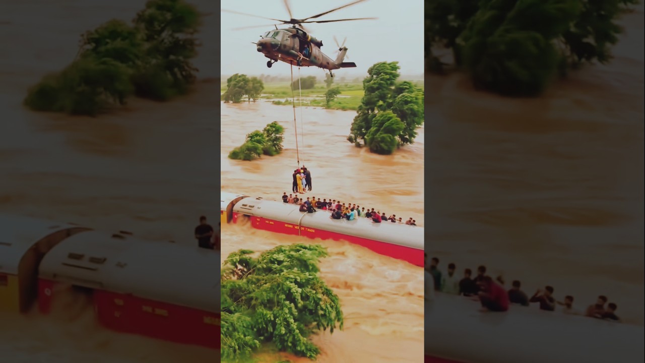 Flood Rescue Operation 2025 | Helicopter Saves People From Train | Flood Relief