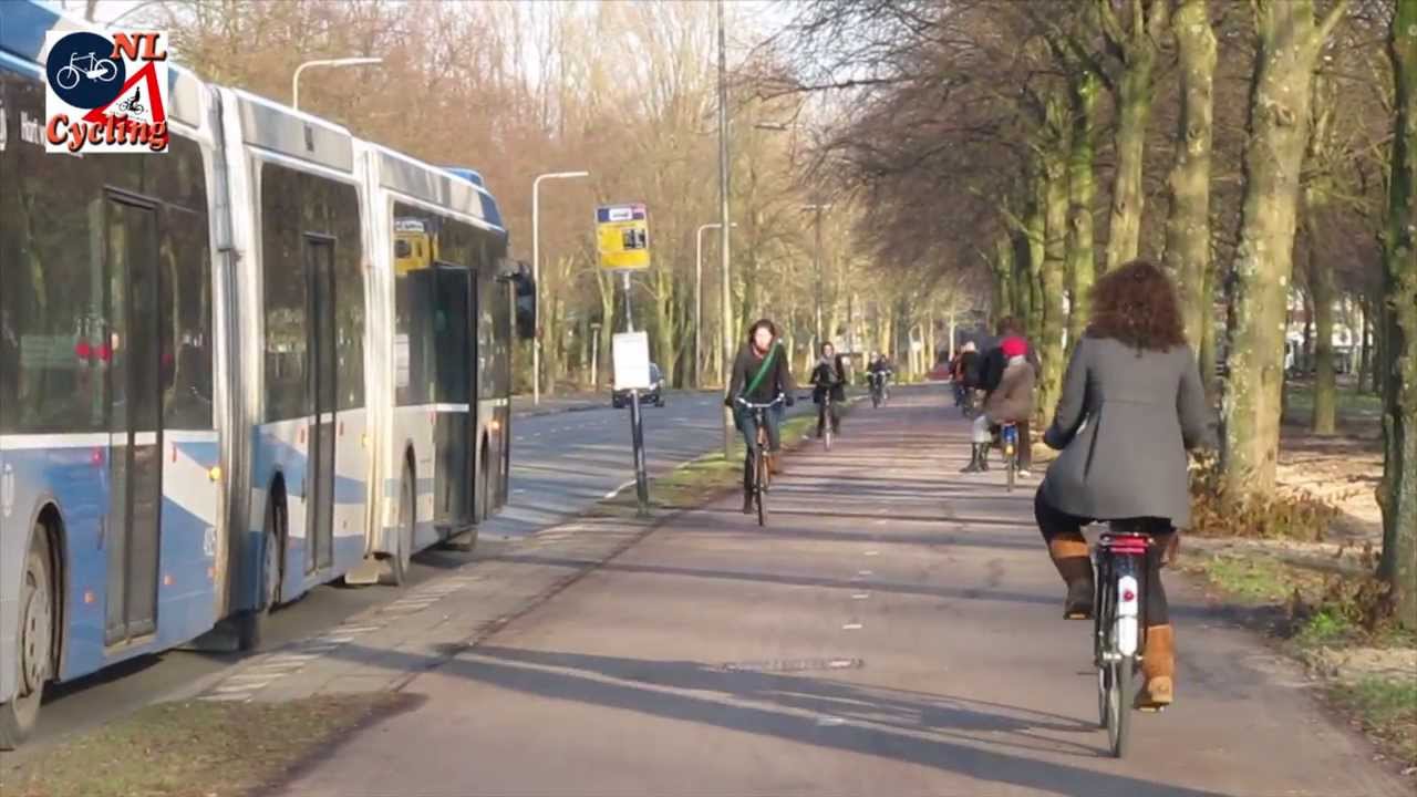 Cycling around a Dutch bus stop