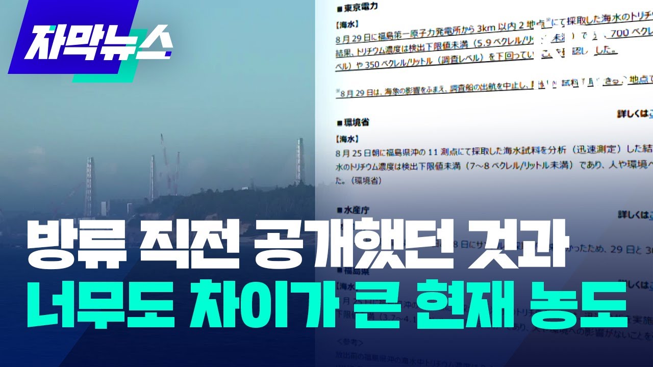 [자막뉴스] 방류 직전 공개했던 것과 너무도 차이가 큰 현재 농도 / KBS 2023.08.31.