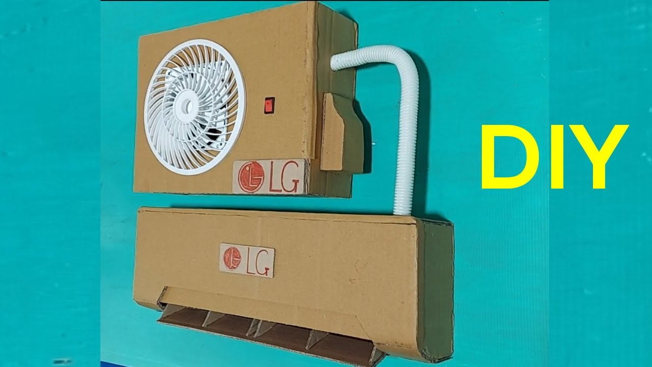 How to make a cardboard toy air conditioner | Follow the LG model | Cool with ice