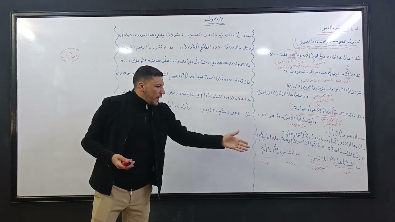 ا.مقداد السبعاوي لماده اللغه العربيه موضوع(التوكيد) نوع التوكيد(بالقصر + النعت العددي) .محاضره 10